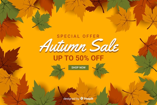 Autumn sales background flat design