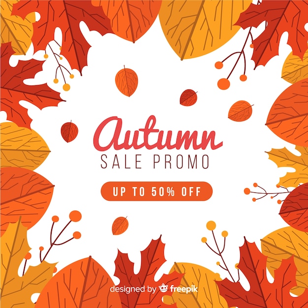 Autumn sales background flat design