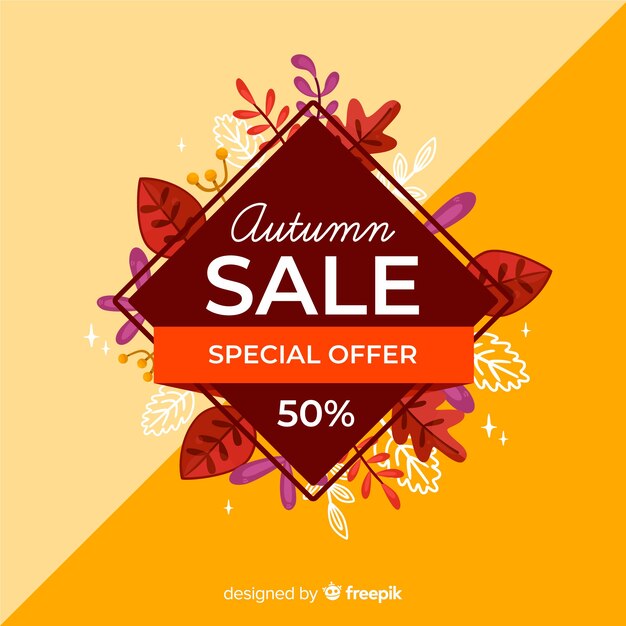 Autumn sales background flat style