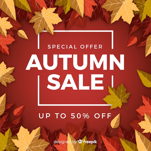 Autumn sales background in flat style