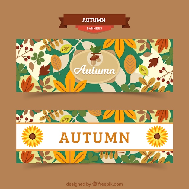 Free Vector autumn season banners with vegetation