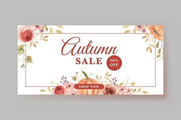 Autumn Watercolor Style banner Promotion template