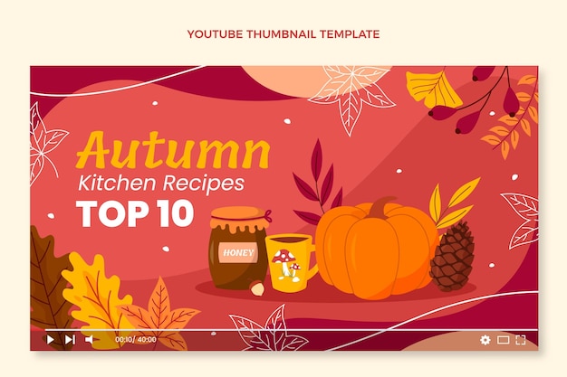 Free Vector autumn youtube thumbnail template