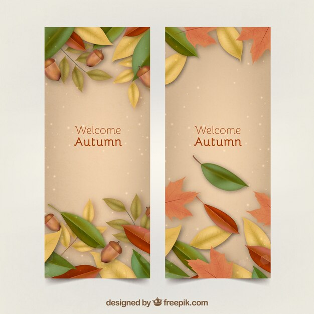 Autumnal banners with realistic style