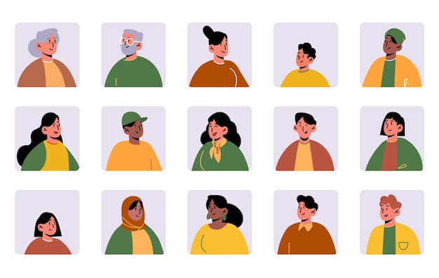 Free Vector avatars of different people for social media