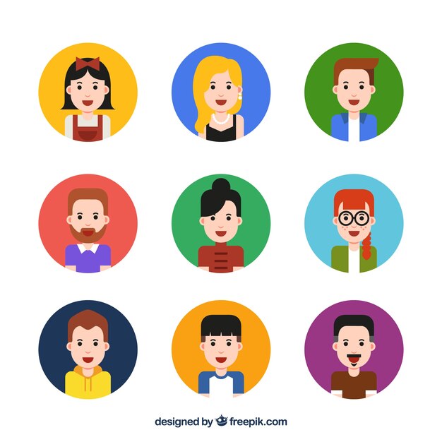 Avatars set of men and women in flat design