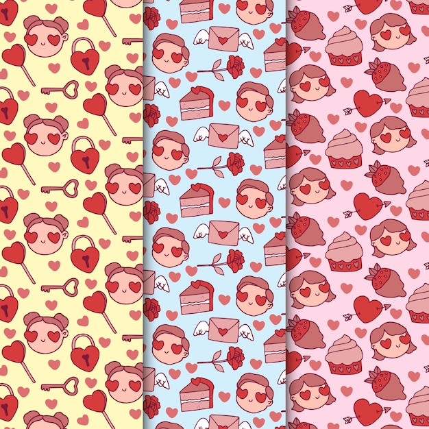 Avatars with heart shaped eyes valentine pattern