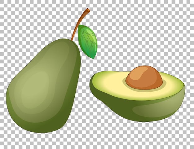 Avocado cartoon on transparent