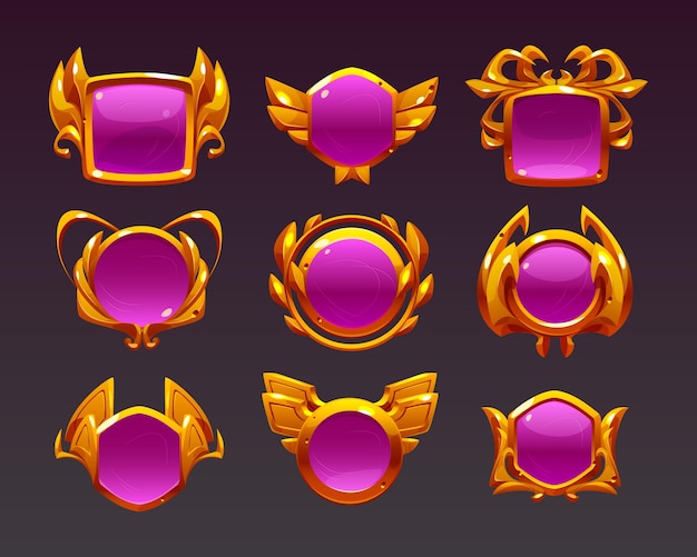 Award badges with fantasy gold frames