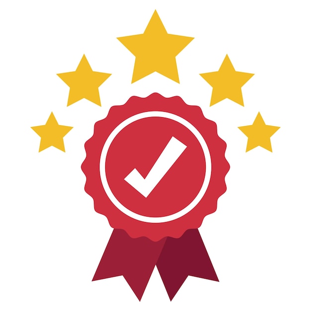 Award Ribbon Check Mark With Stars