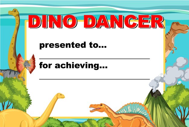 Award template with dinosaurs in background