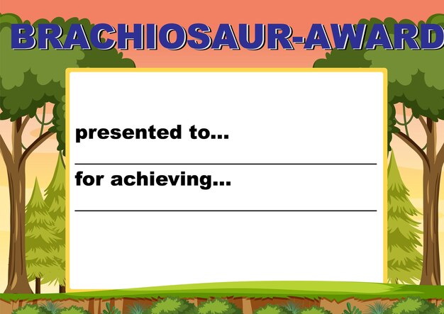 Award template with trees in background