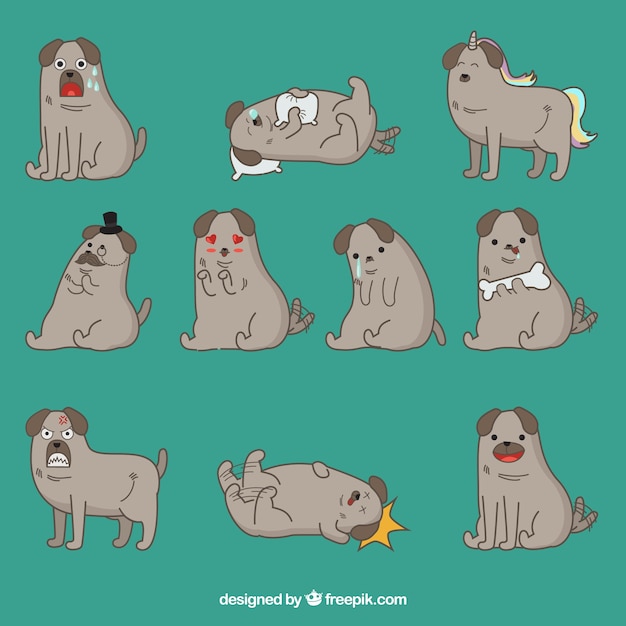 Free Vector awesome collection of dog emoticons