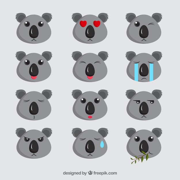 Awesome emoji collection of cute koalas