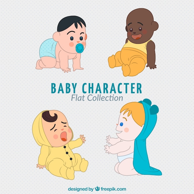 Free Vector awesome flat collection of babies