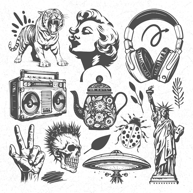 Free Vector awesome scribble hand drawn doodle tattoo element vector