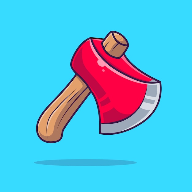 Free Vector axe floating cartoon vector icon illustration. weapon object icon concept isolated premium vector