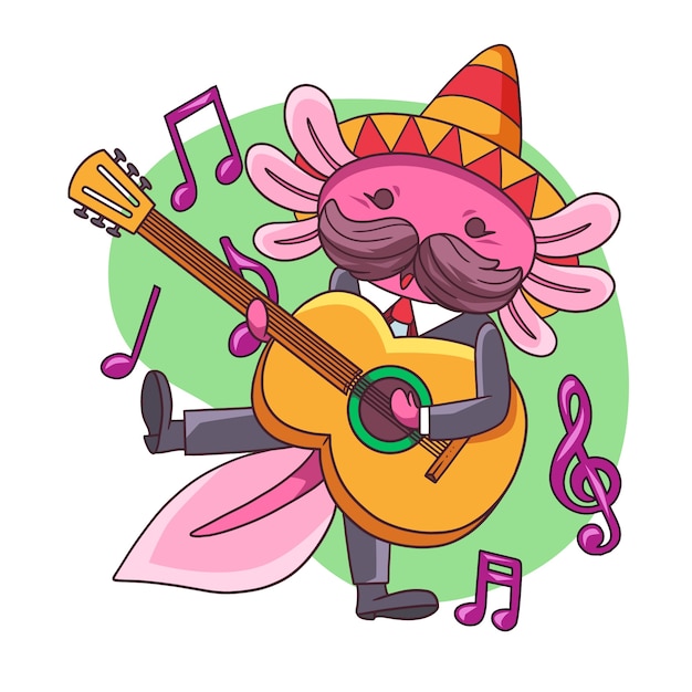 Axolotl playing guitar