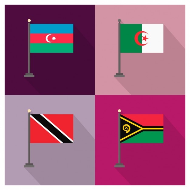 Free Vector azerbaijan argelia trinidad and tobago and vanuatu flags 