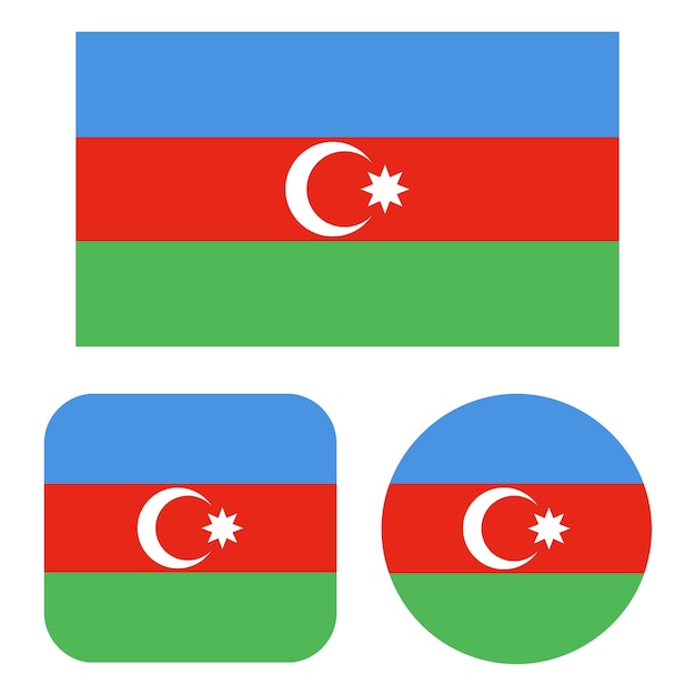 Azerbaijan Flag In Rectangle Square And Circe