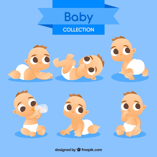 Babies collection in flat style