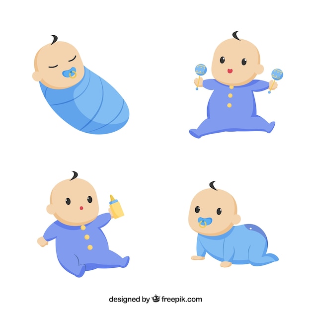 Free Vector babies collection in flat style