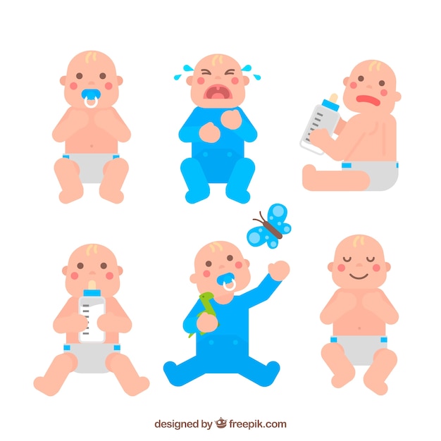 Free Vector babies collection in flat style