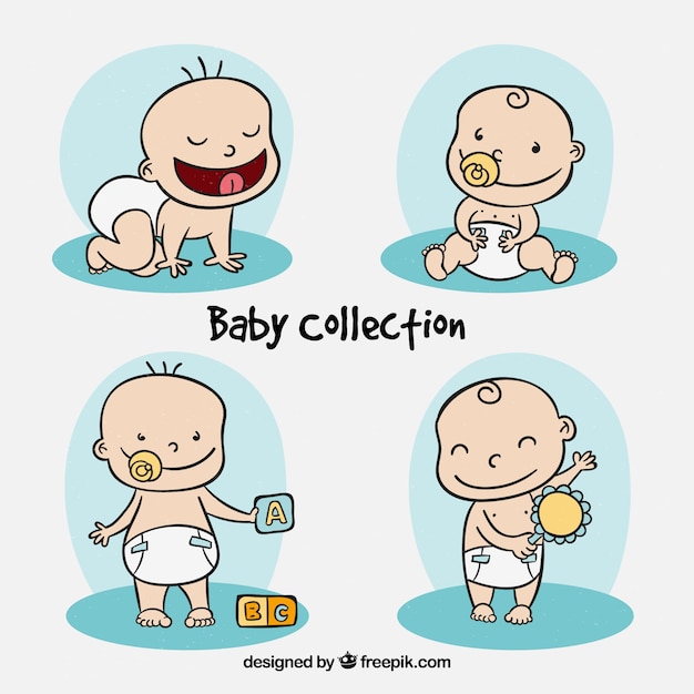 Babies collection in hand drawn style