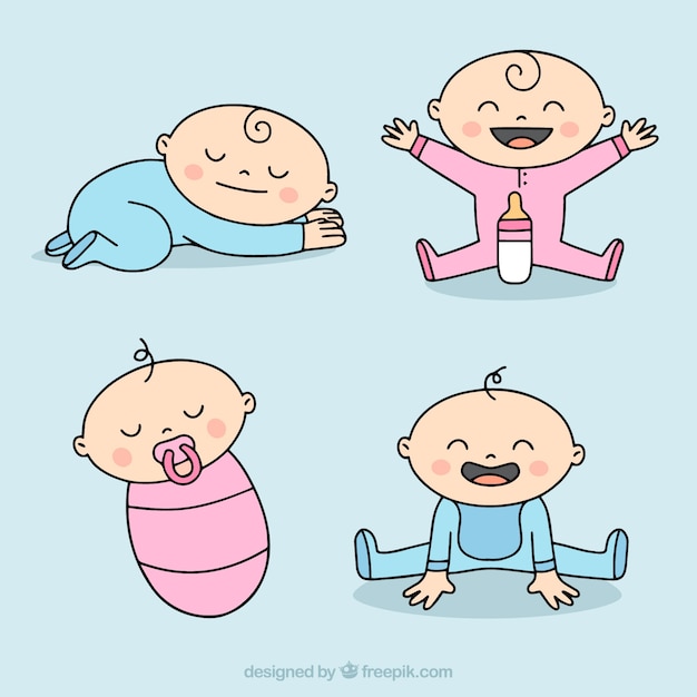 Free Vector babies collection in hand drawn style