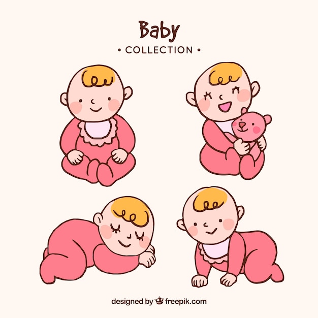 Babies collection in hand drawn style