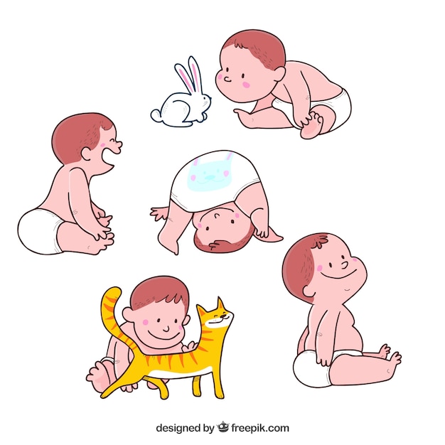 Babies collection in hand drawn style