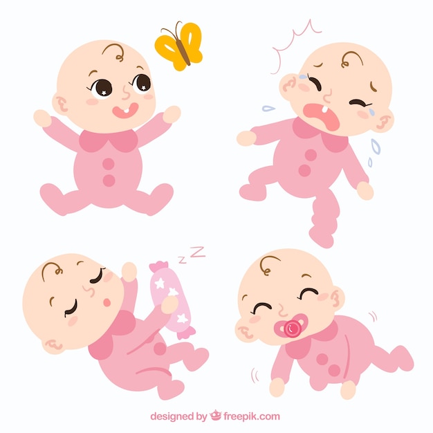 Free Vector babies collection in hand drawn style