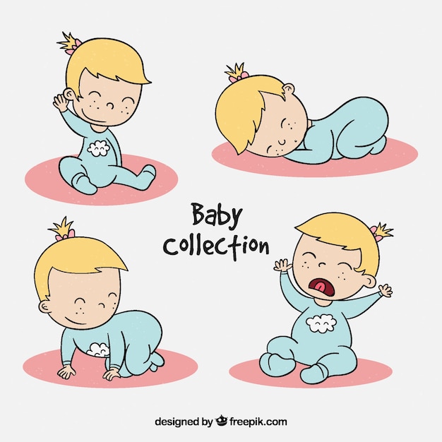 Babies collection in hand drawn style