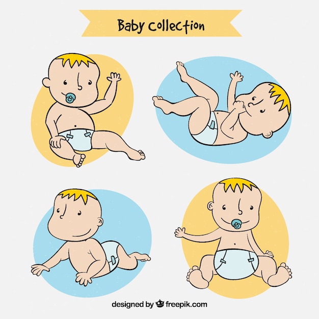 Babies collection in hand drawn style