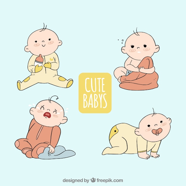 Babies collection in hand drawn style