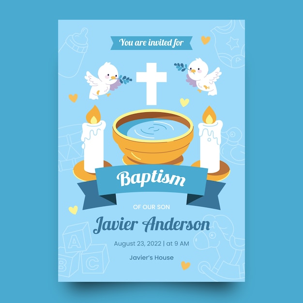 Free vector baby baptism poster invitation template