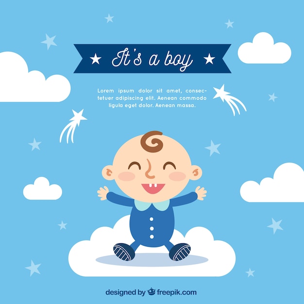 Baby boy background in flat style