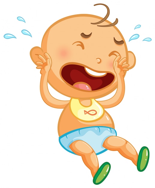 Free Vector baby boy crying on white background