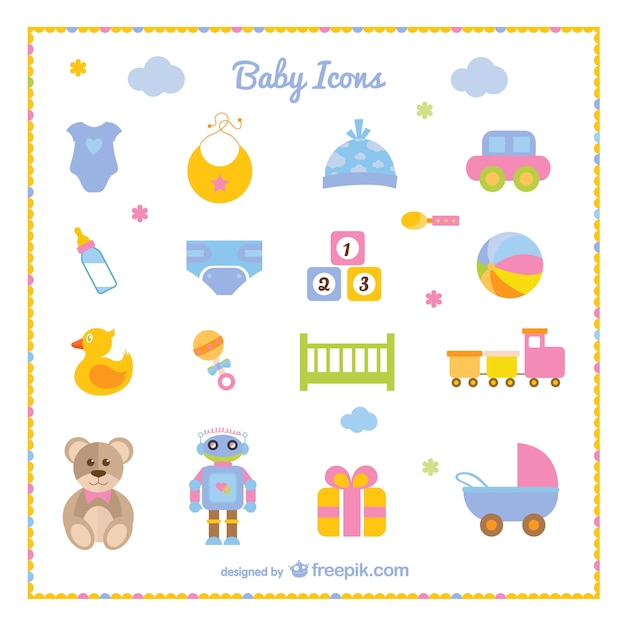 Baby boy set of icons 