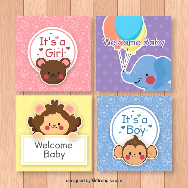 Baby cards collection in flat style