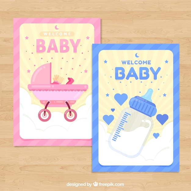 Free Vector baby cards collection in flat style