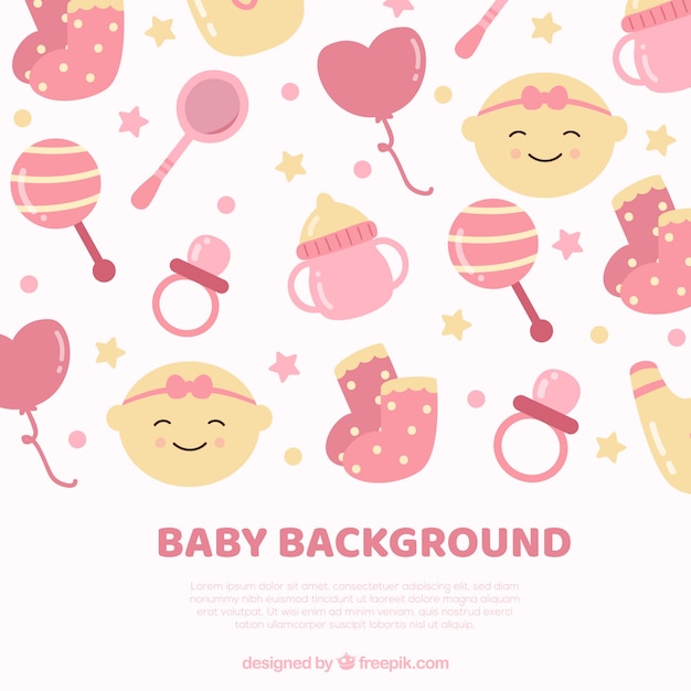 Baby elements background in hand drawn style