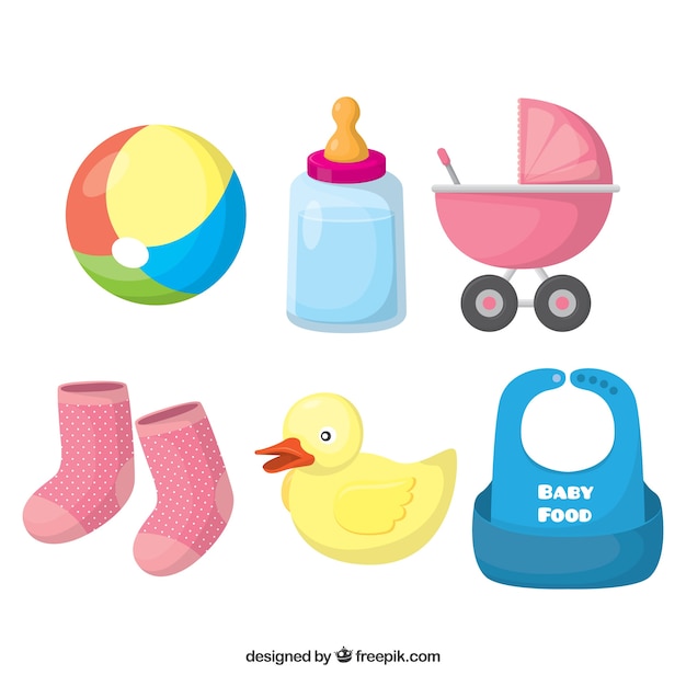 Baby elements collection in flat style