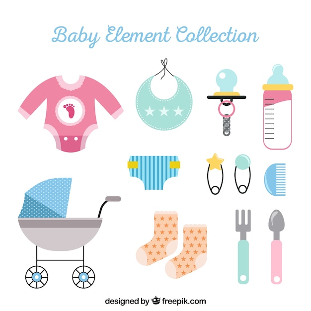 Free Vector baby elements collection in flat style