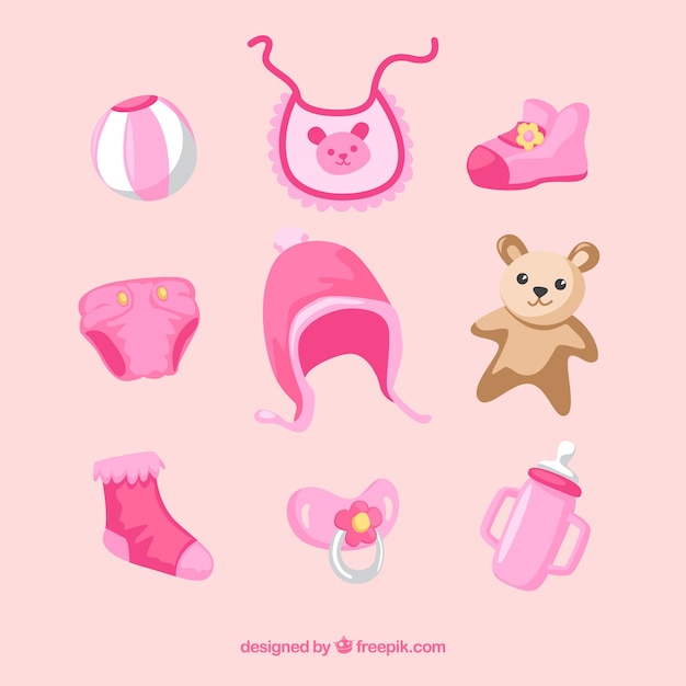 Baby elements collection in flat style