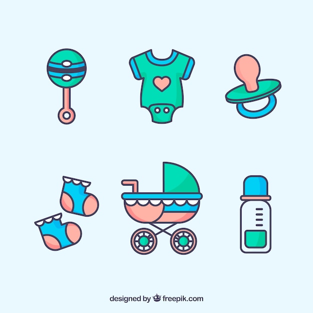 Free Vector baby elements collection in flat style