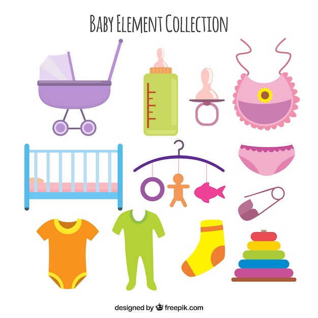 Baby elements collection in flat style