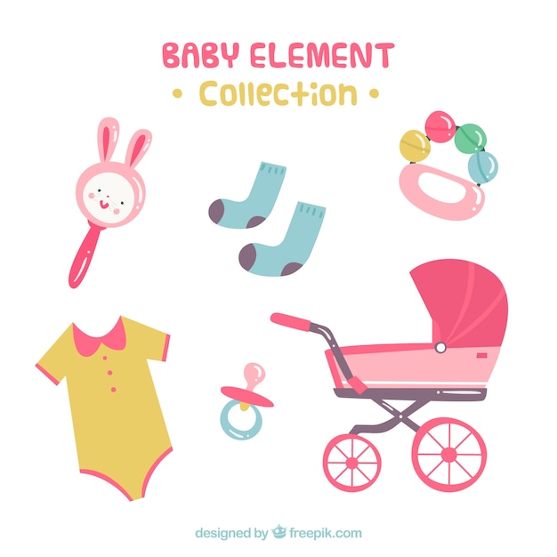 Baby elements collection in flat style