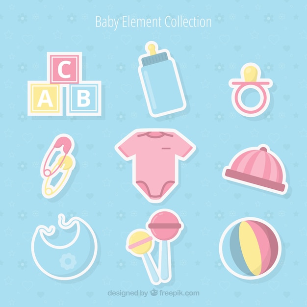 Baby elements collection in flat style