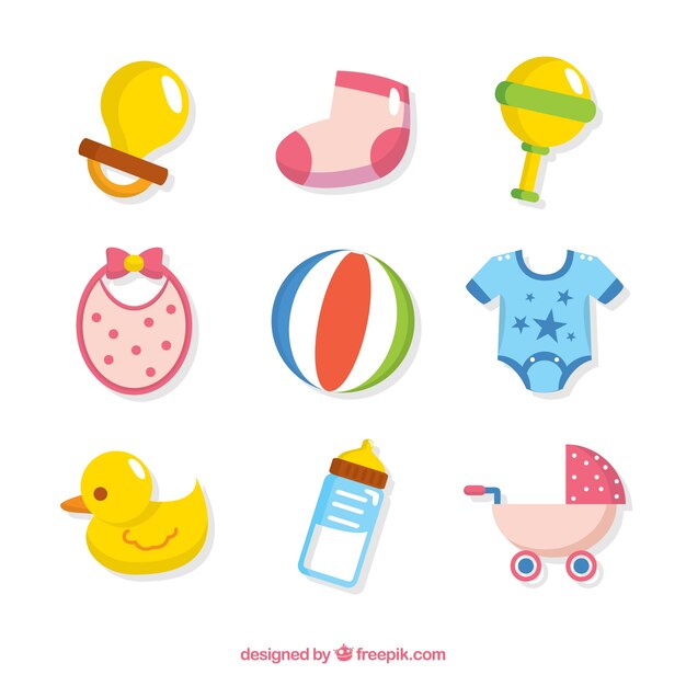 Baby elements collection in flat style